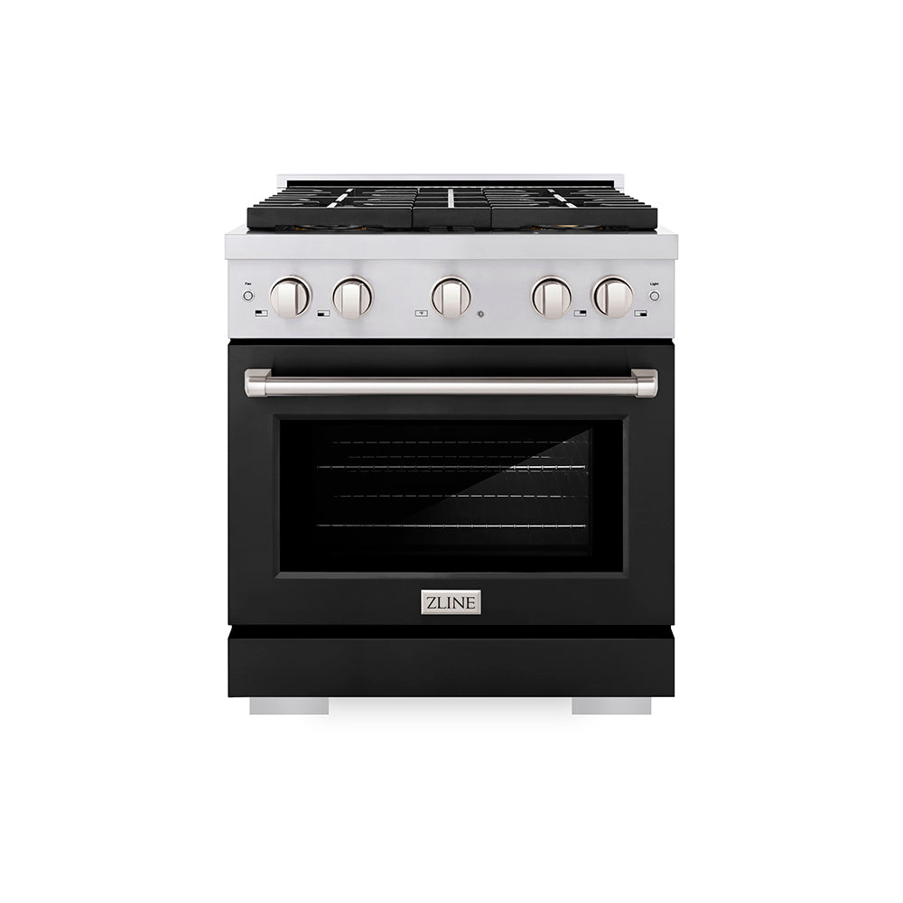 30 In. 4.2 Cu. Ft. Paramount Gas Range With 4 Burner Duopro™ Cooktop And Convection Gas Oven With Black Matte Door PSGRBLM30