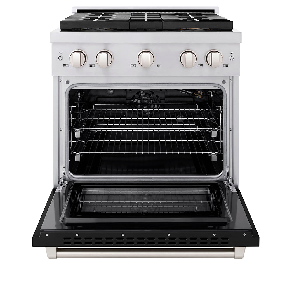 30 In. 4.2 Cu. Ft. Paramount Gas Range With 4 Burner Duopro™ Cooktop And Convection Gas Oven With Black Matte Door PSGRBLM30