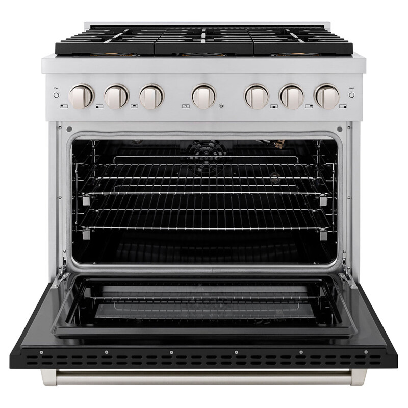 36 In. 5.2 Cu. Ft. Paramount Gas Range With 6 Burner Duopro™ Cooktop And Convection Gas Oven With Black Matte Door PSGRBLM36