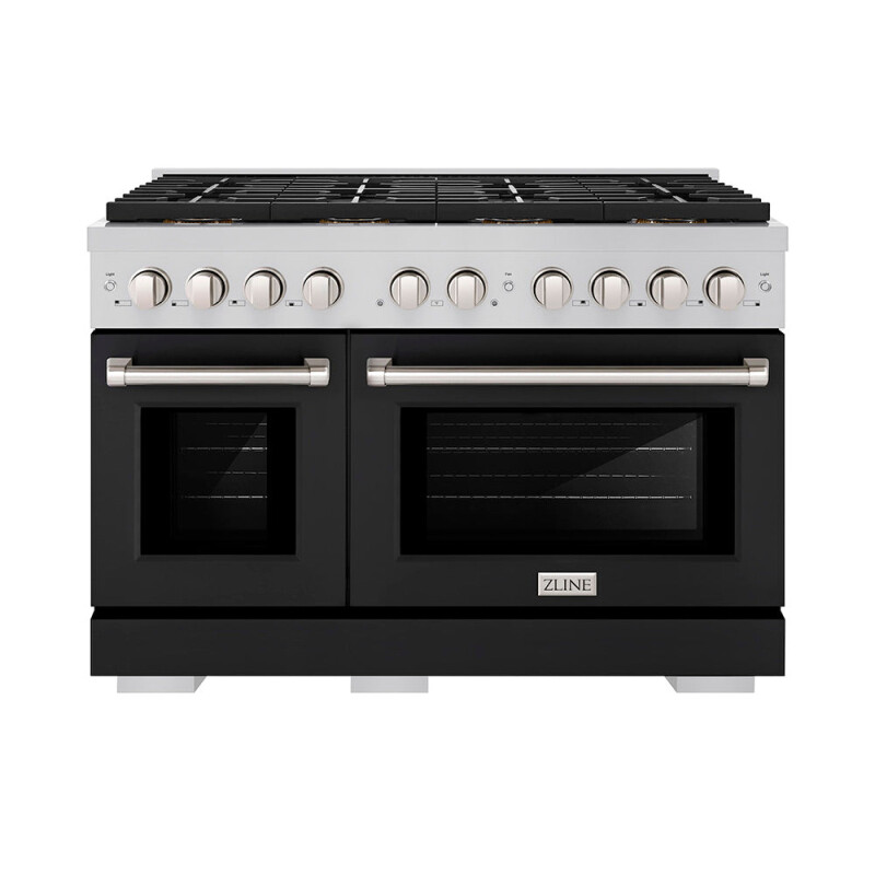 48 in. 6.7 cu. ft. Paramount Gas Range with 8 Burner DuoPro™ Cooktop and Dual Ovens with Black Matte Doors PSGRBLM48