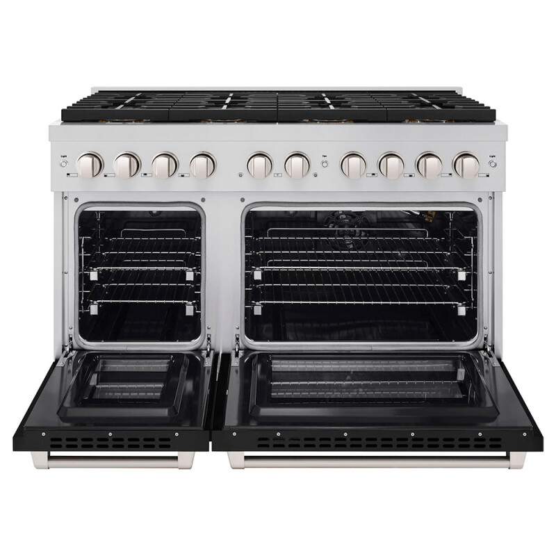 48 in. 6.7 cu. ft. Paramount Gas Range with 8 Burner DuoPro™ Cooktop and Dual Ovens with Black Matte Doors PSGRBLM48