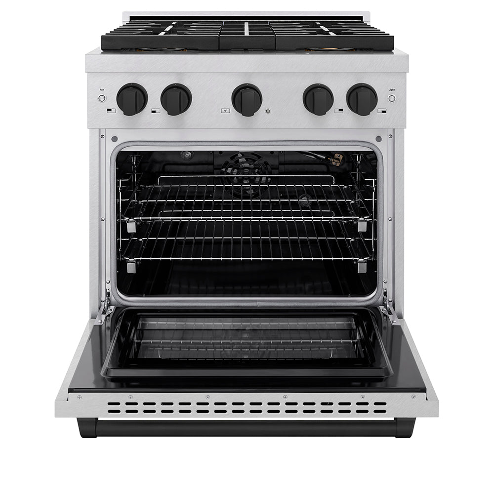 Autograph Edition 30 In. 4.2 Cu. Ft. Paramount Gas Range With 4 Burner Duopro™ Cooktop And Convection Gas Oven In Satin Stainless Steel And Matte Black Accents PSGRSZ30MB