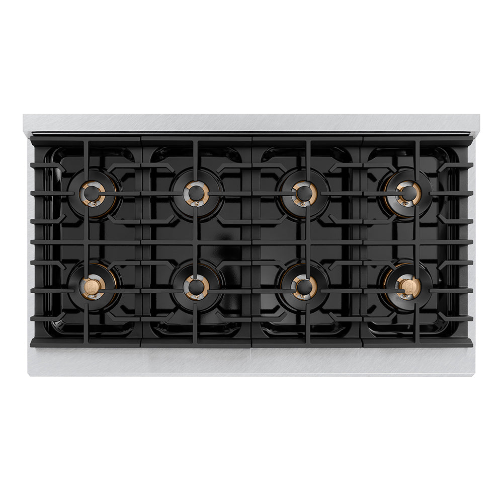 Autograph Edition 48 In. 6.7 Cu. Ft. Paramount Gas Range With 8 Burner Duopro™ Cooktop And Dual Ovens In Satin Stainless Steel And Matte Black Accents PSGRSZ48MB