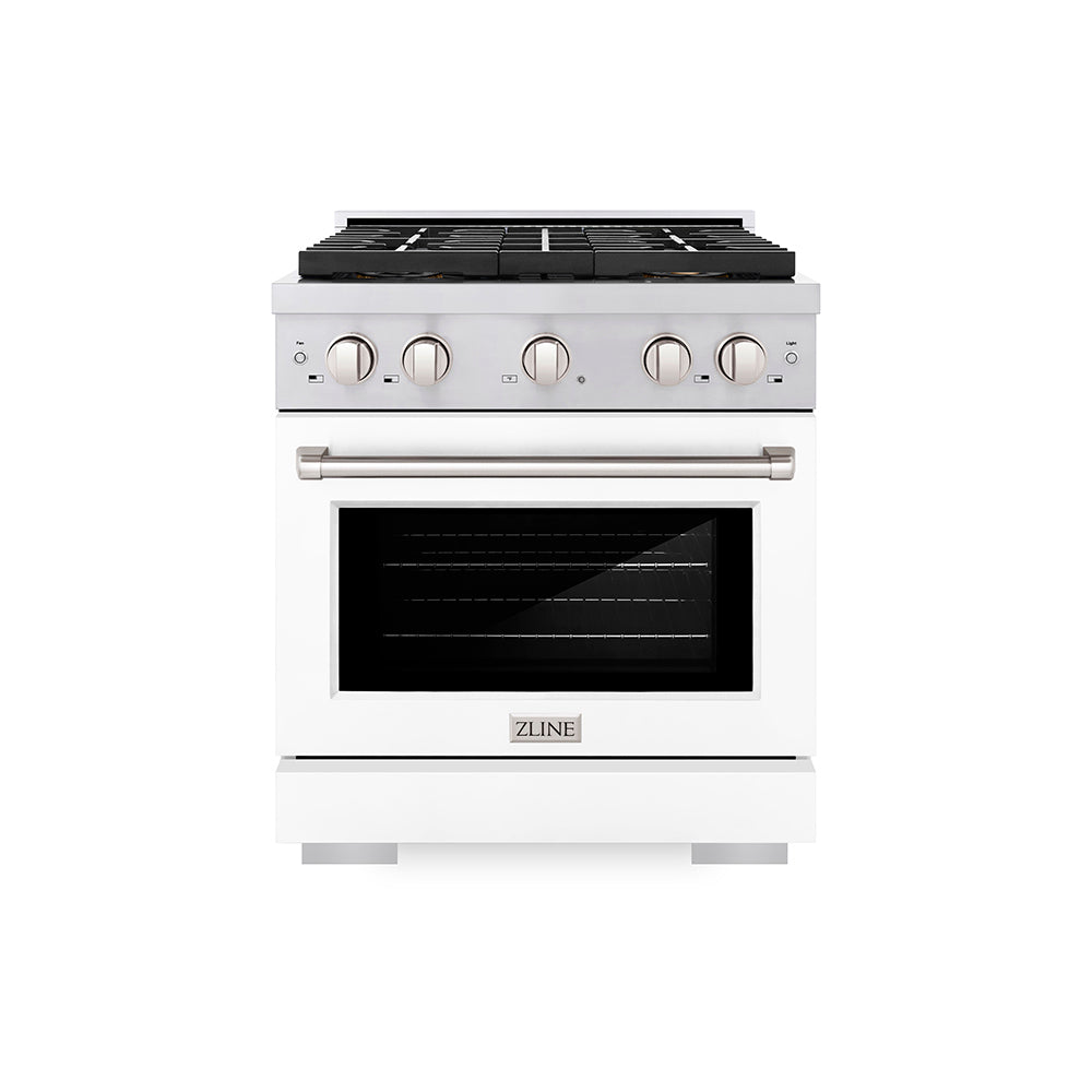 30 In. 4.2 Cu. Ft. Paramount Gas Range With 4 Burner Duopro™ Cooktop And Convection Gas Oven With White Matte Door PSGRWM30