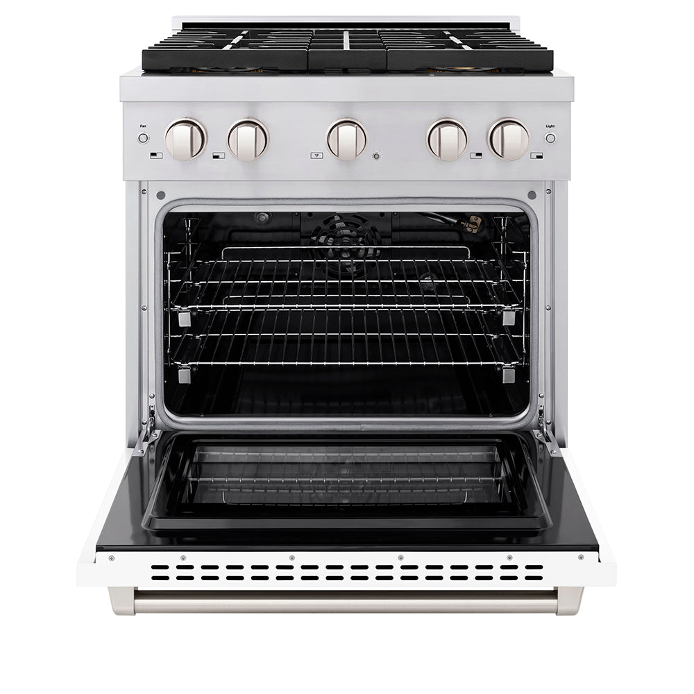 30 In. 4.2 Cu. Ft. Paramount Gas Range With 4 Burner Duopro™ Cooktop And Convection Gas Oven With White Matte Door PSGRWM30