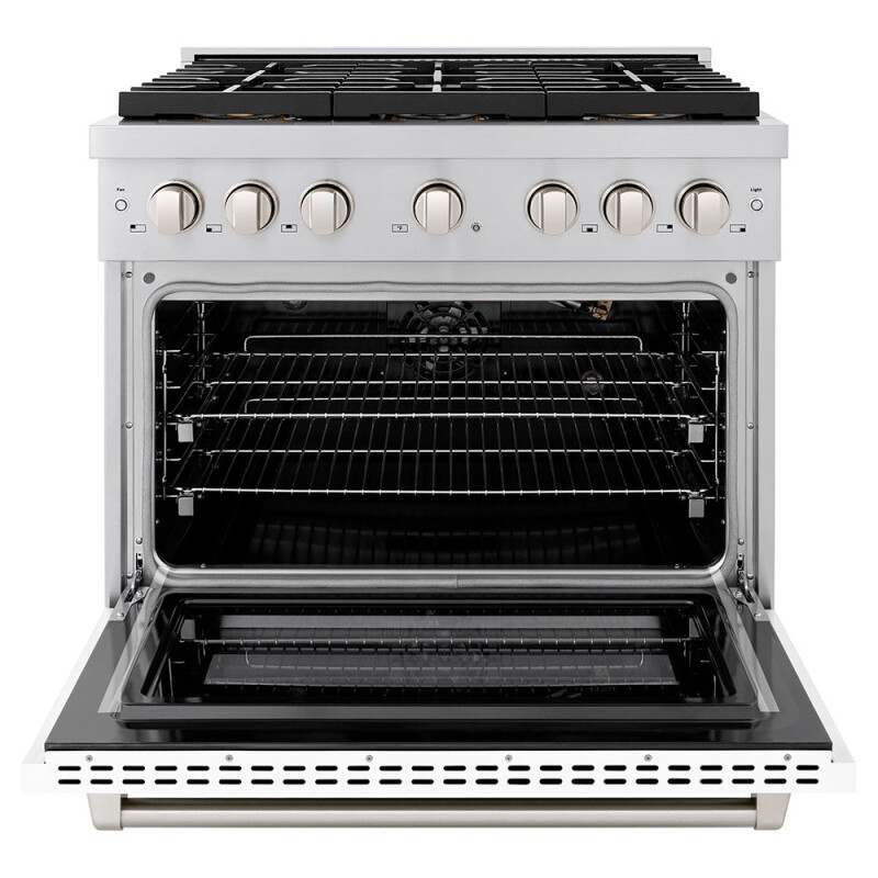 36 In. 5.2 Cu. Ft. Paramount Gas Range With 6 Burner Duopro™ Cooktop And Convection Gas Oven With White Matte Door PSGRWM36