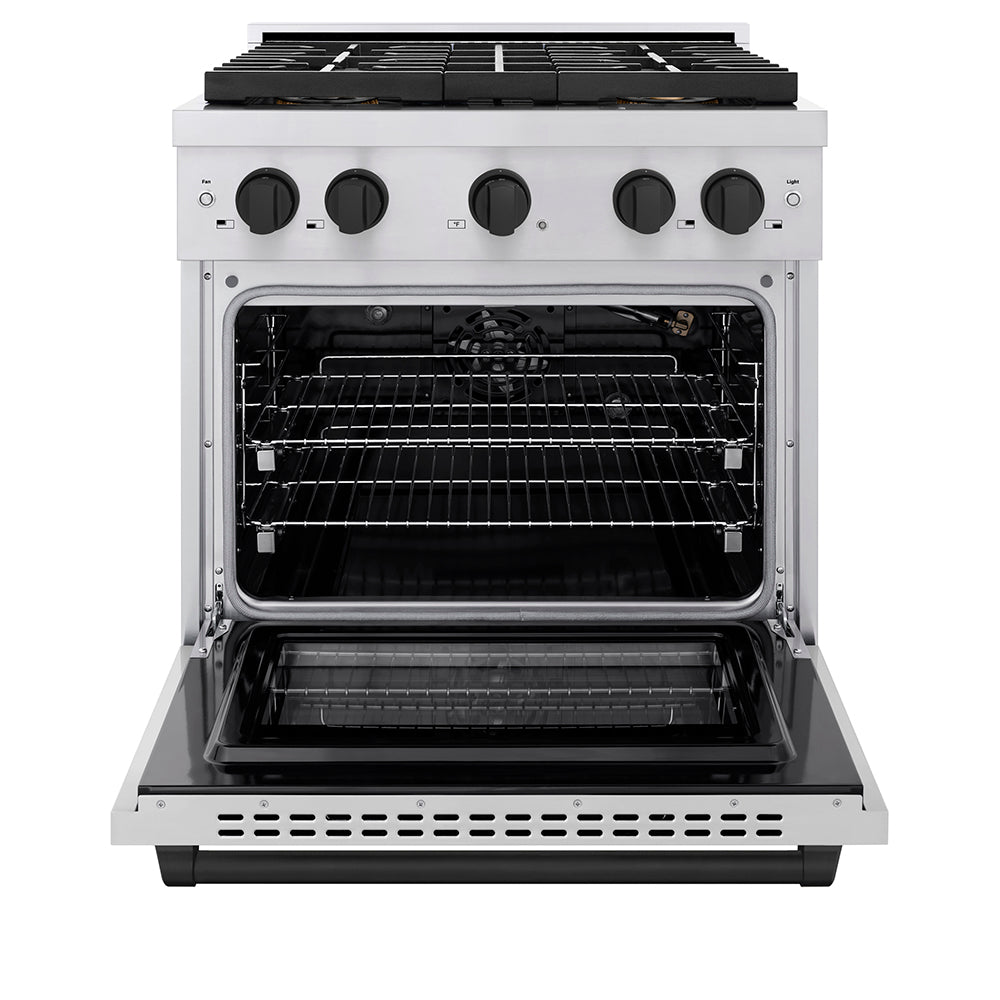 Autograph Edition 30 In. 4.2 Cu. Ft. Paramount Gas Range With 4 Burner Duopro™ Cooktop And Convection Gas Oven In Stainless Steel With Matte Black Accents PSGRZ30MB