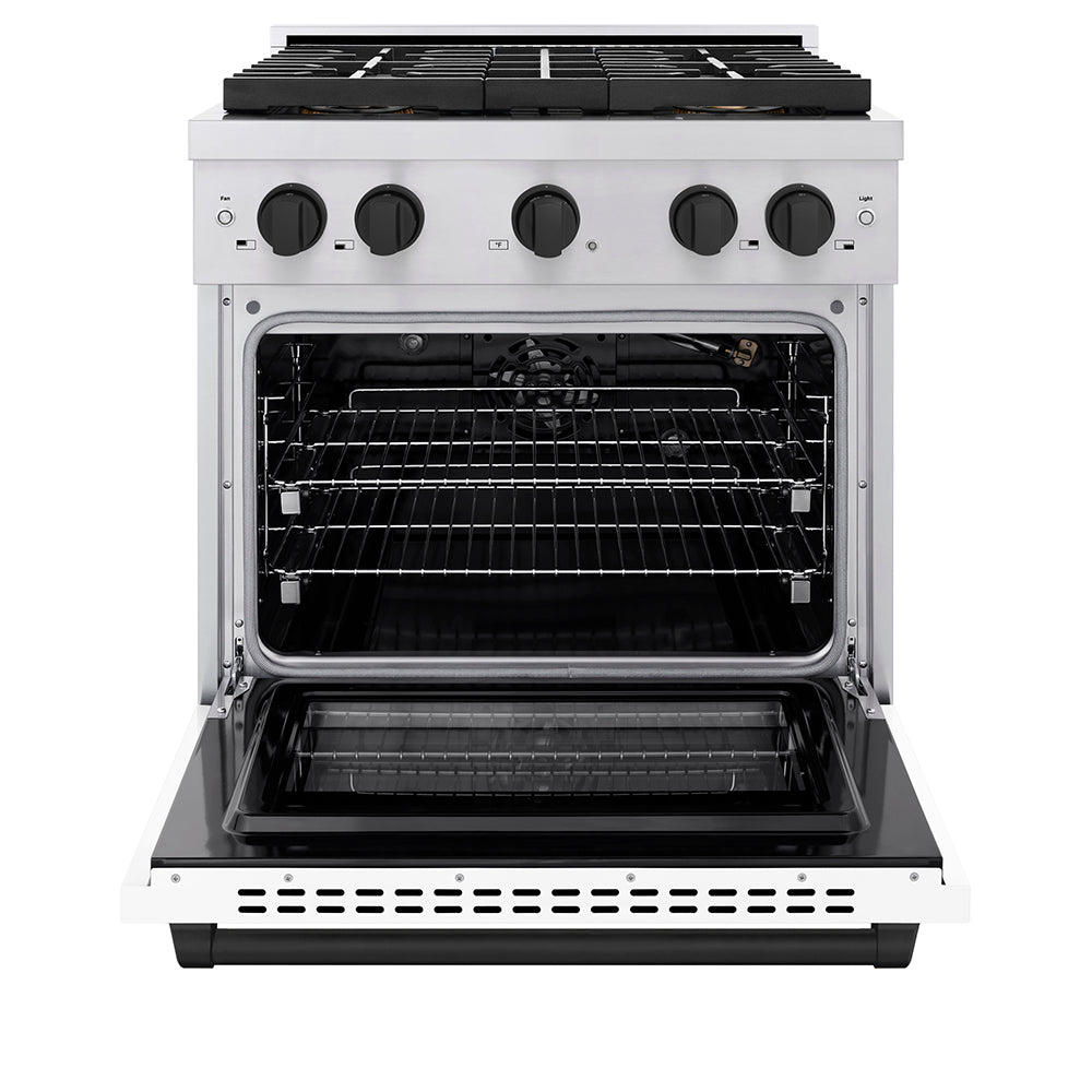 Autograph Edition 30 In. 4.2 Cu. Ft. Paramount Gas Range With 4 Burner Duopro™ Cooktop And Convection Gas Oven In Stainless Steel With White Matte Door And Matte Black Accents PSGRZWM30MB