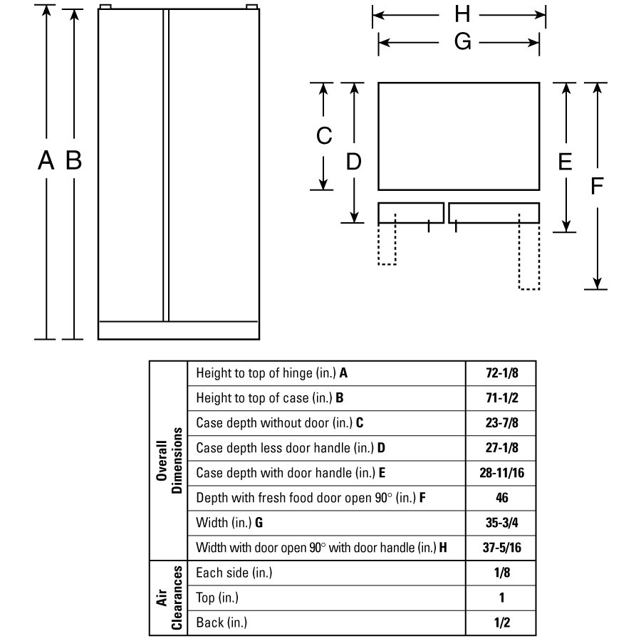 Counter-Depth 24.6 Cu. Ft. Side-by-Side PSH25PSTSS