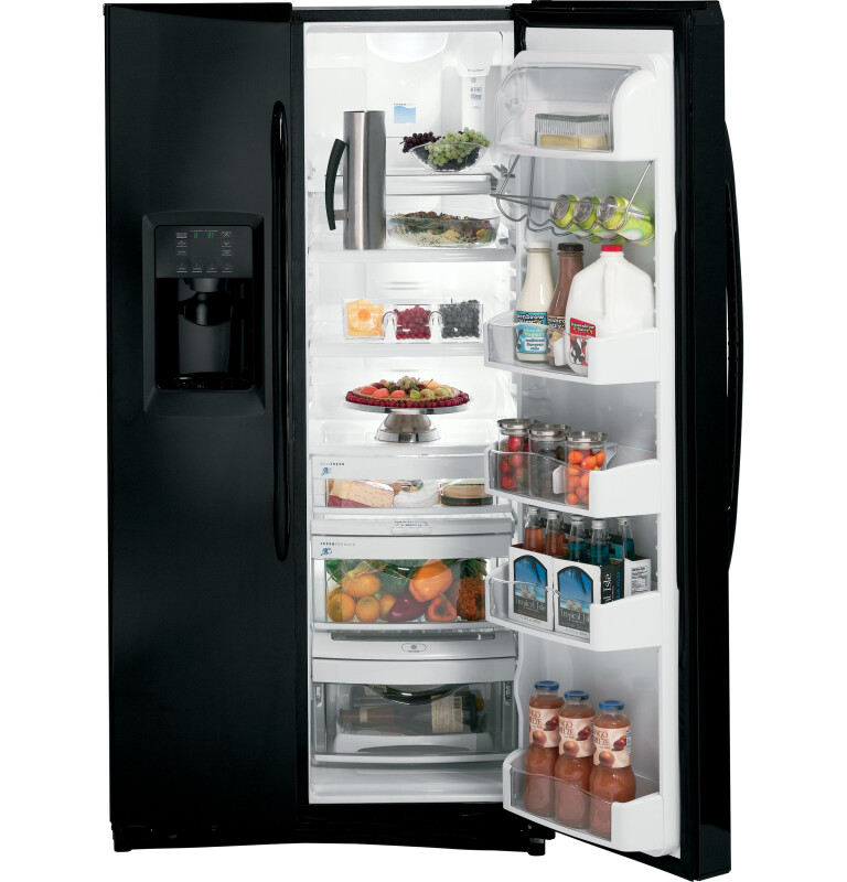 GE Profile 25.6 Cu. Ft. Side-By-Side Refrigerator with Dispenser Black PSHF6TGXBB Picture 1