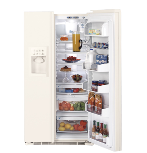 GE Profile CustomStyle 22.6 Cu. Ft. Side-By-Side Refrigerator Bisque on Bisque PSI23MGRCV Picture 1
