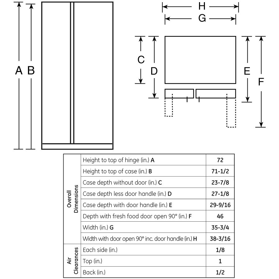 24.6 Cu. Ft. Side-by-Side Refrigerator PSIC5RGXBV