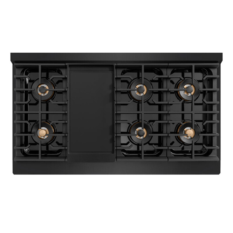 Autograph Edition 48 In. Paramount Gas Rangetop With 8 Burner Duopro™ Cooktop In Black Stainless Steel And Champagne Bronze Accents PSRTBZ48CB