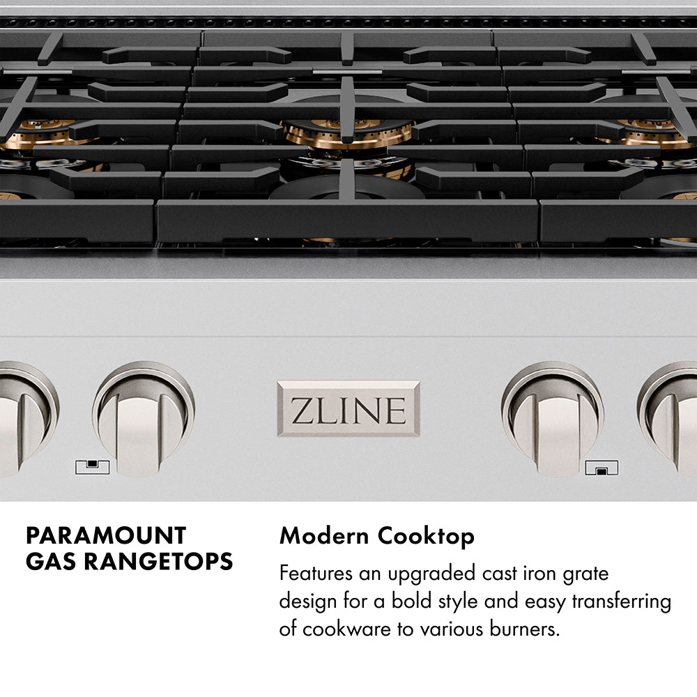 Autograph Edition 30 In. Paramount Gas Rangetop With 4 Burner Duopro™ Cooktop In Stainless Steel And Champagne Bronze Accents PSRTZ30CB