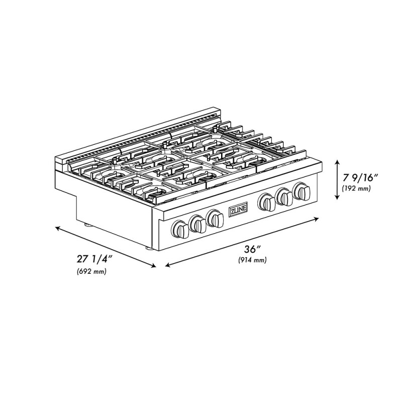 Autograph Edition 36 in. Paramount Gas Rangetop with 6 Burner DuoPro™ Cooktop PSRTZ36MB
