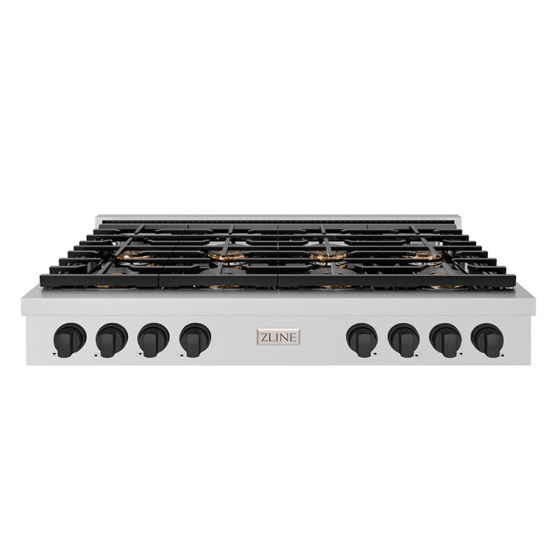 Autograph Edition 48 In. Paramount Gas Rangetop With 8 Burner Duopro™ Cooktop In Stainless Steel And Matte Black Accents PSRTZ48MB