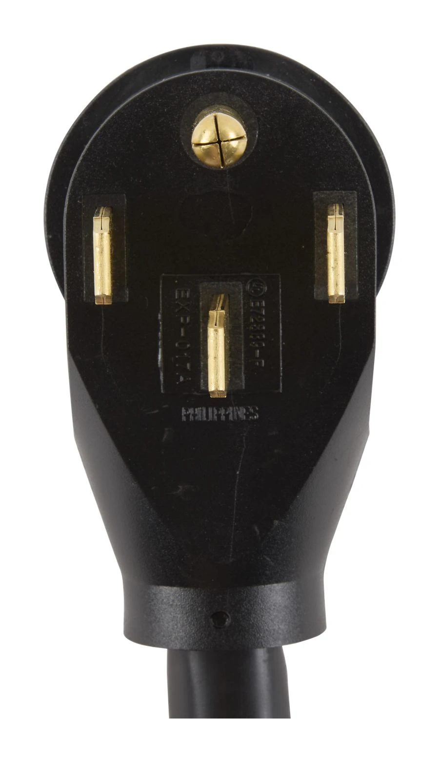 4' Electric Range Power Cord, rated 50 A, 4-wire with ring terminal connectors, and right-angle 4-prong plug PT500