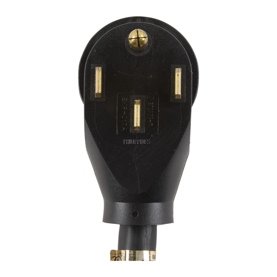 6' Electric Range Power Cord, Rated 40 A, 4-wire 4-ring Terminal Connectors, And Right-angle 4-prong Plug PT600