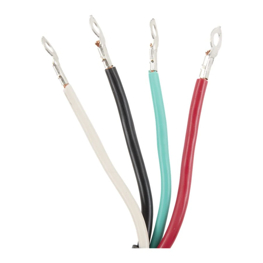 6' Electric Range Power Cord, Rated 40 A, 4-wire 4-ring Terminal Connectors, And Right-angle 4-prong Plug PT600