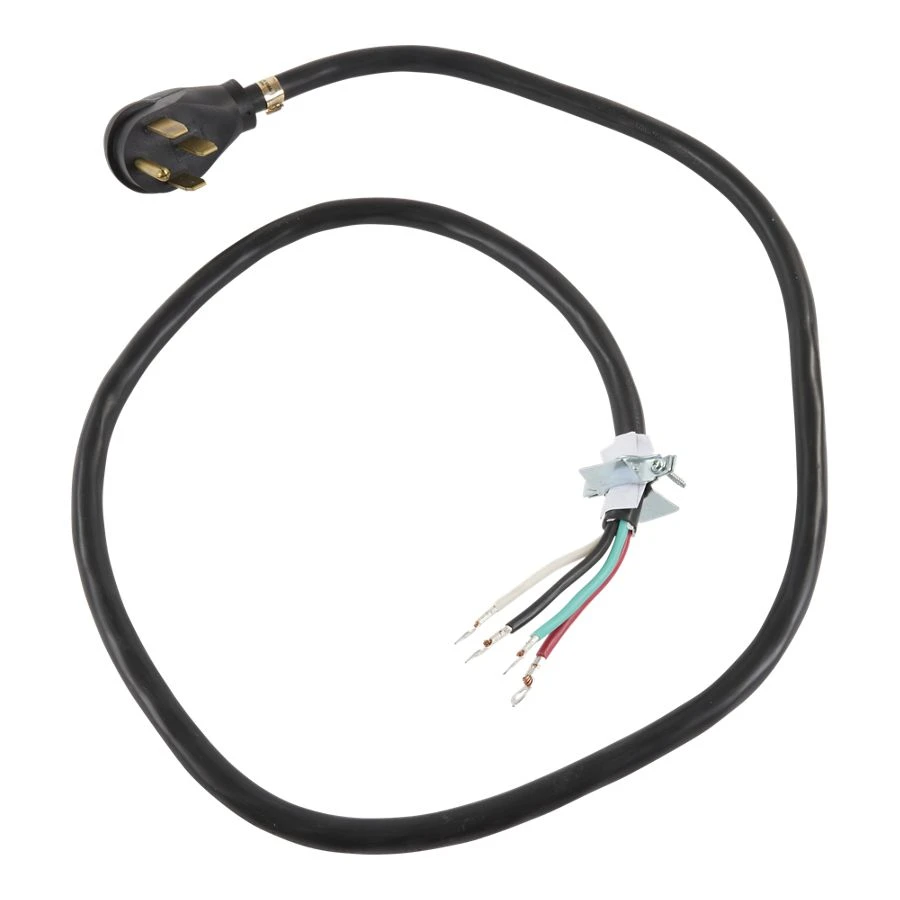 6' Electric Range Power Cord, Rated 40 A, 4-wire 4-ring Terminal Connectors, And Right-angle 4-prong Plug PT600