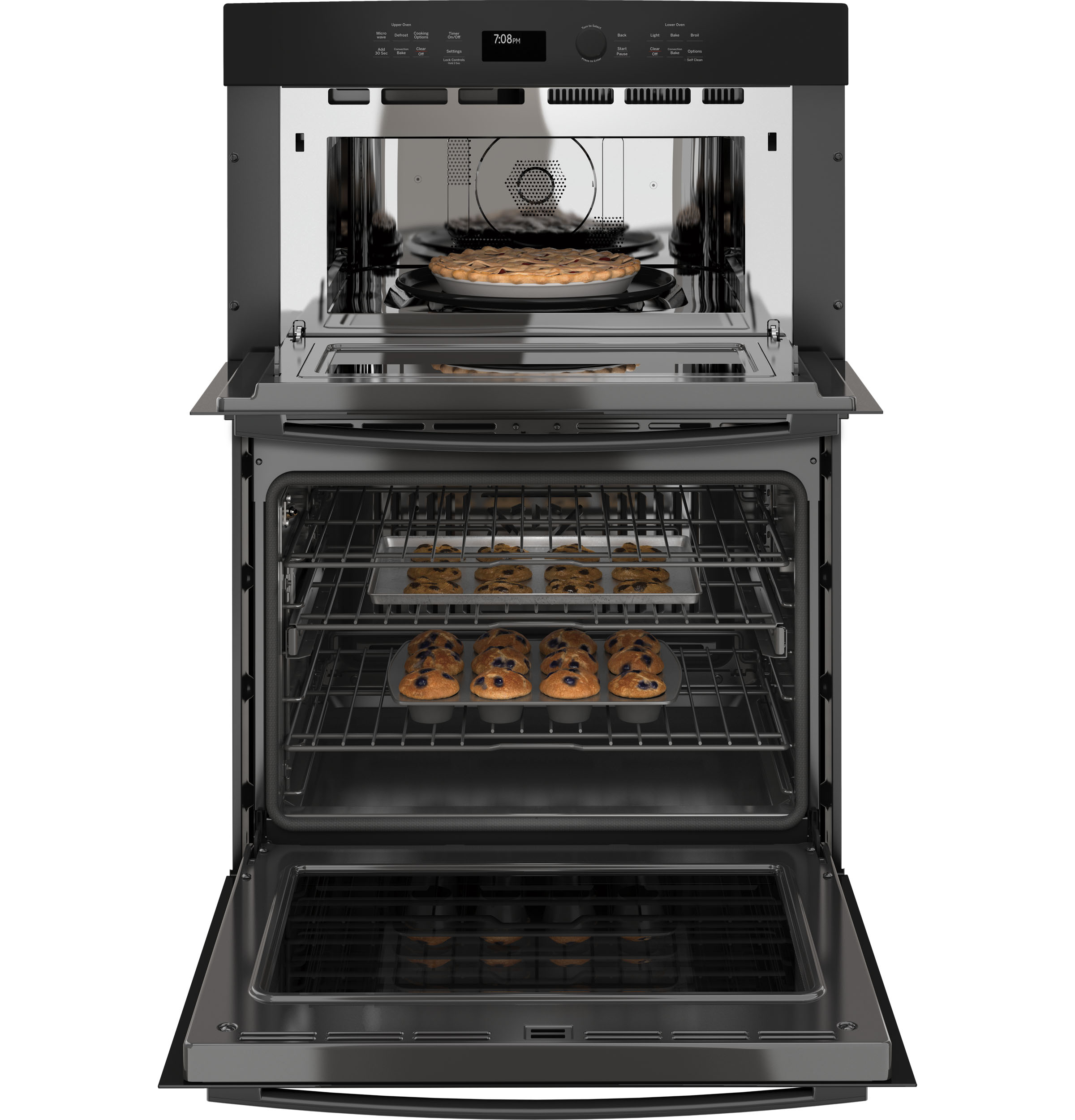 30" Built-In Combination Convection Microwave/Convection Wall Oven PT7800DHBB