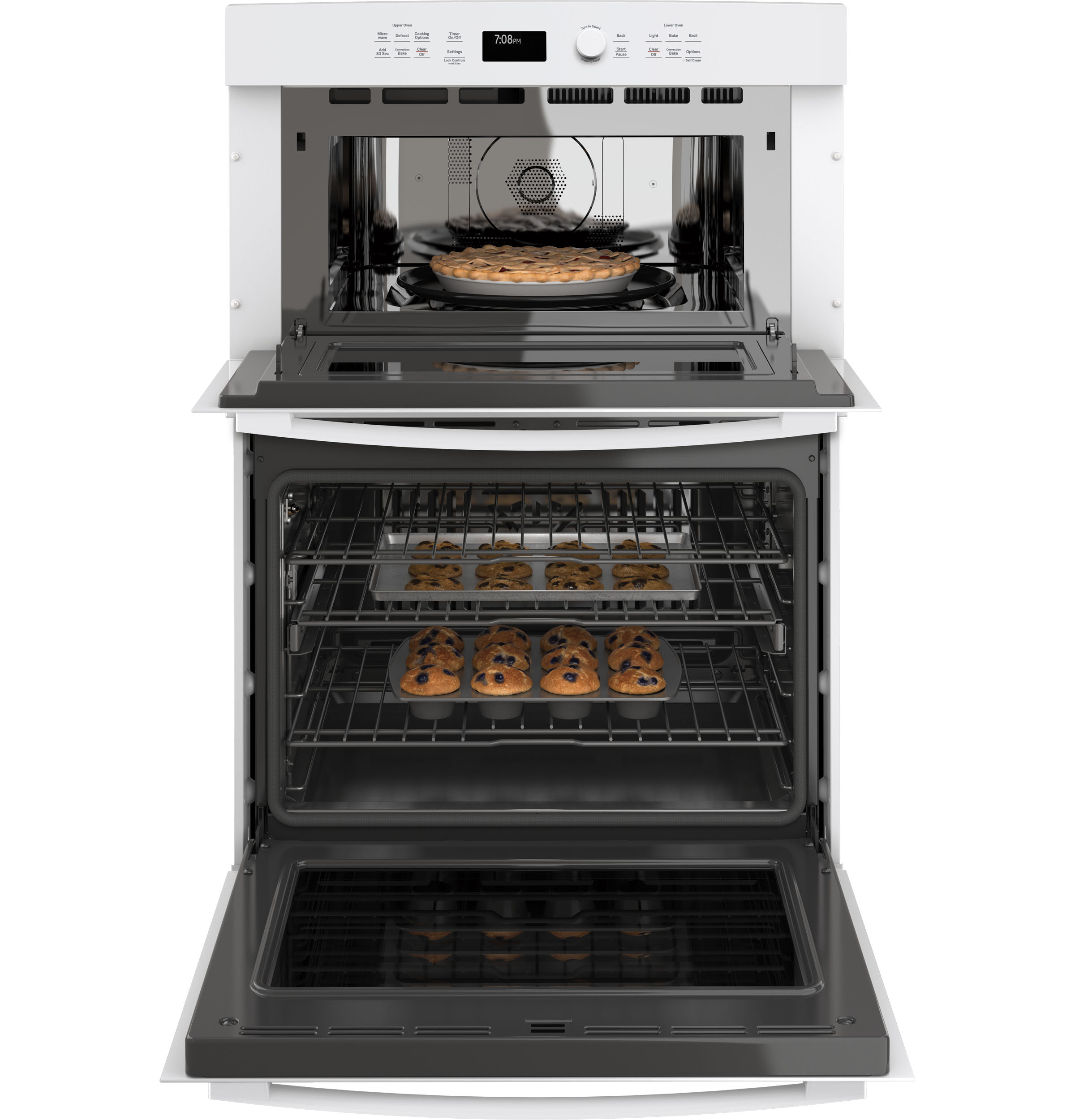 30" Built-In Combination Convection Microwave/Convection Wall Oven PT7800DHWW