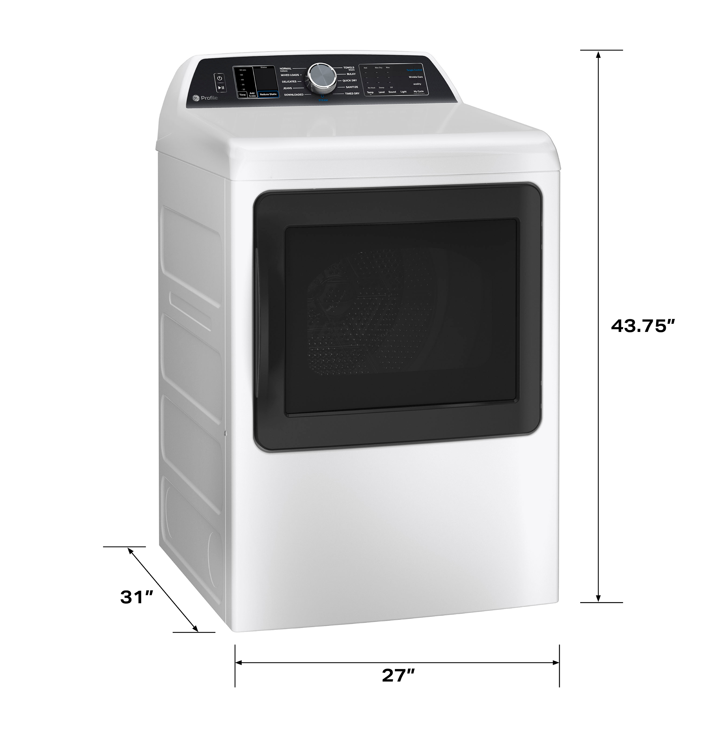 7.4 cu. ft. Capacity Smart aluminized alloy drum Electric Dryer with Sanitize Cycle and Sensor Dry view 18