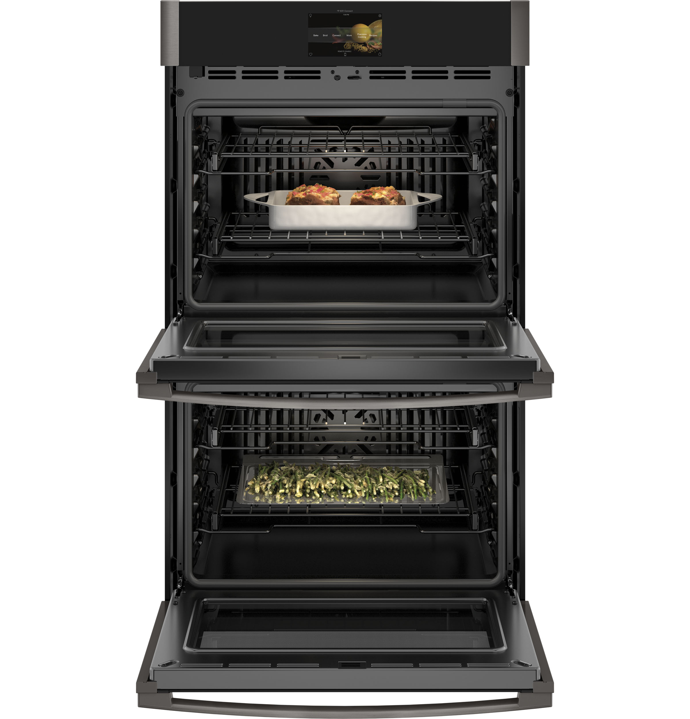 30" Smart Built-In Convection Double Wall Oven with In-Oven Camera and No Preheat Air Fry PTD9000BNTS