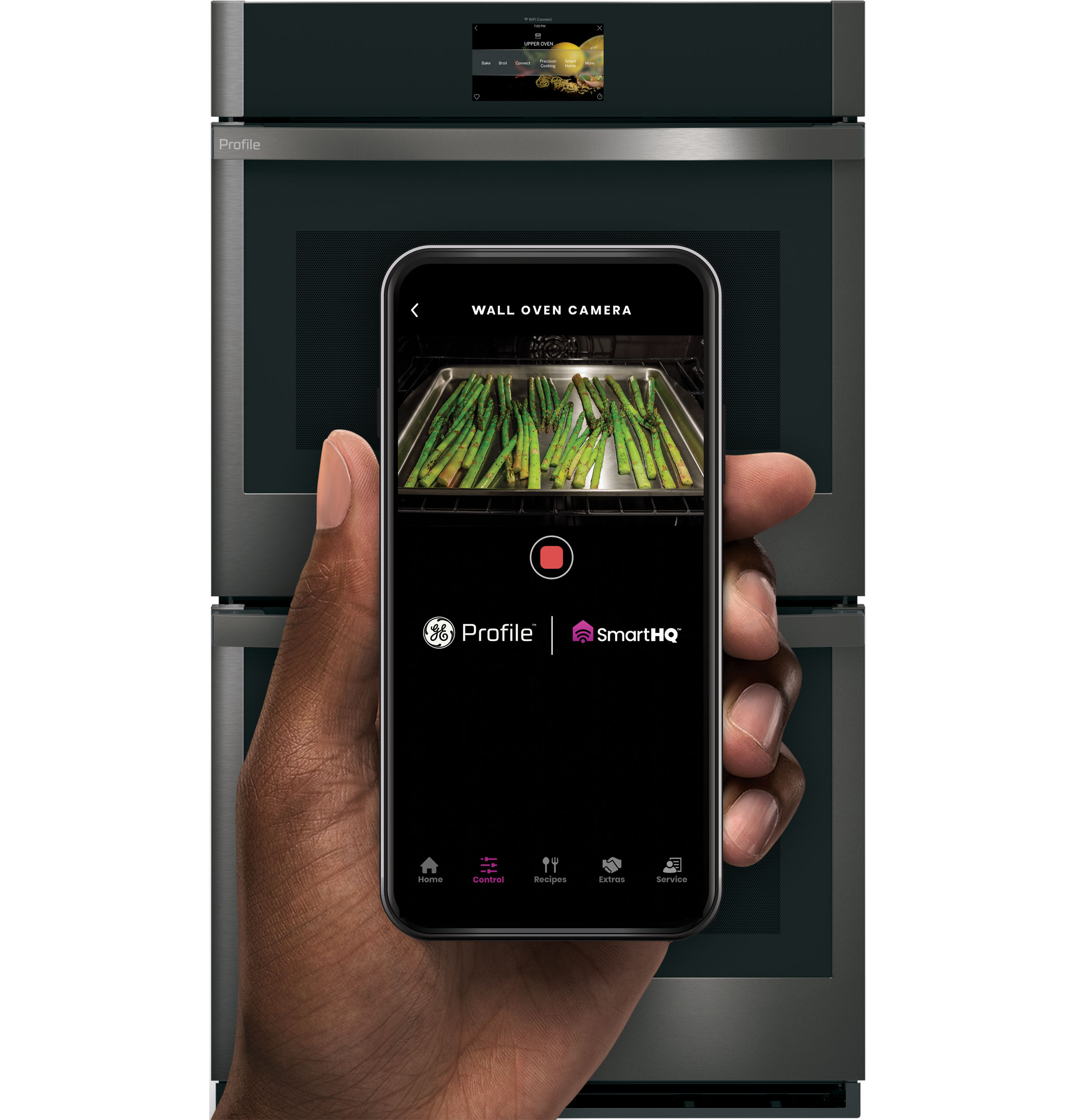 30" Smart Built-In Convection Double Wall Oven with In-Oven Camera and No Preheat Air Fry PTD9000BNTS
