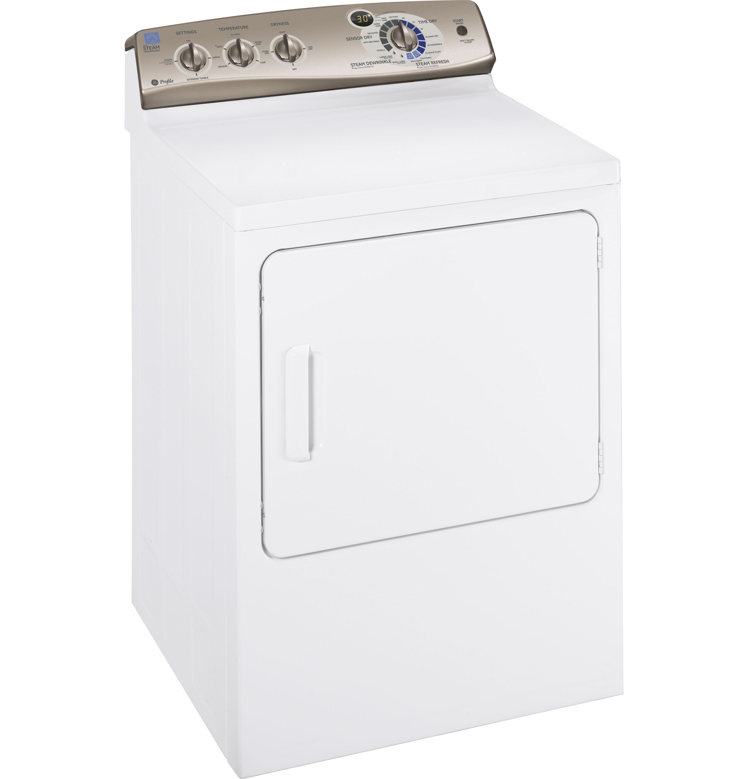 7.0 cu. ft. stainless steel capacity gas dryer with Steam and SensorDry Plus PTDS650GMWT