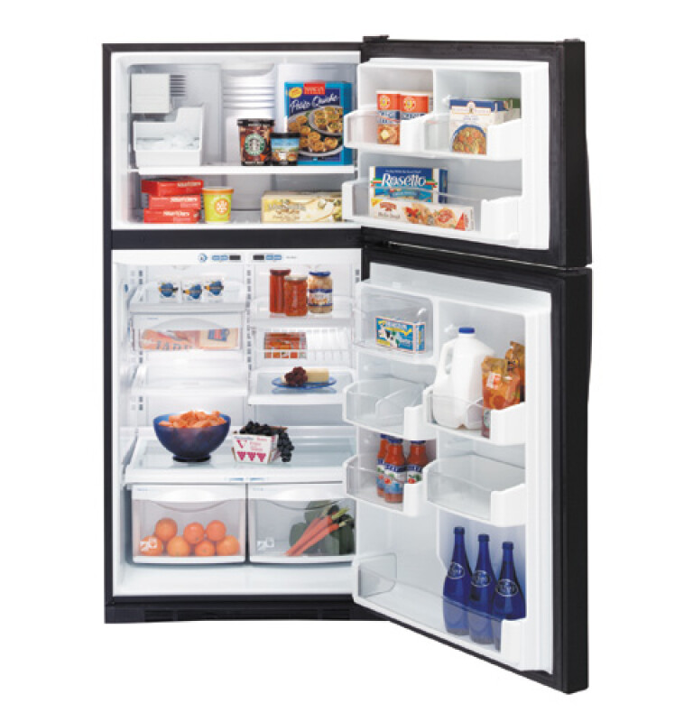 GE Profile 21.7 Cu. Ft. Top-Freezer Refrigerator Black PTS22LHPBB Picture 1
