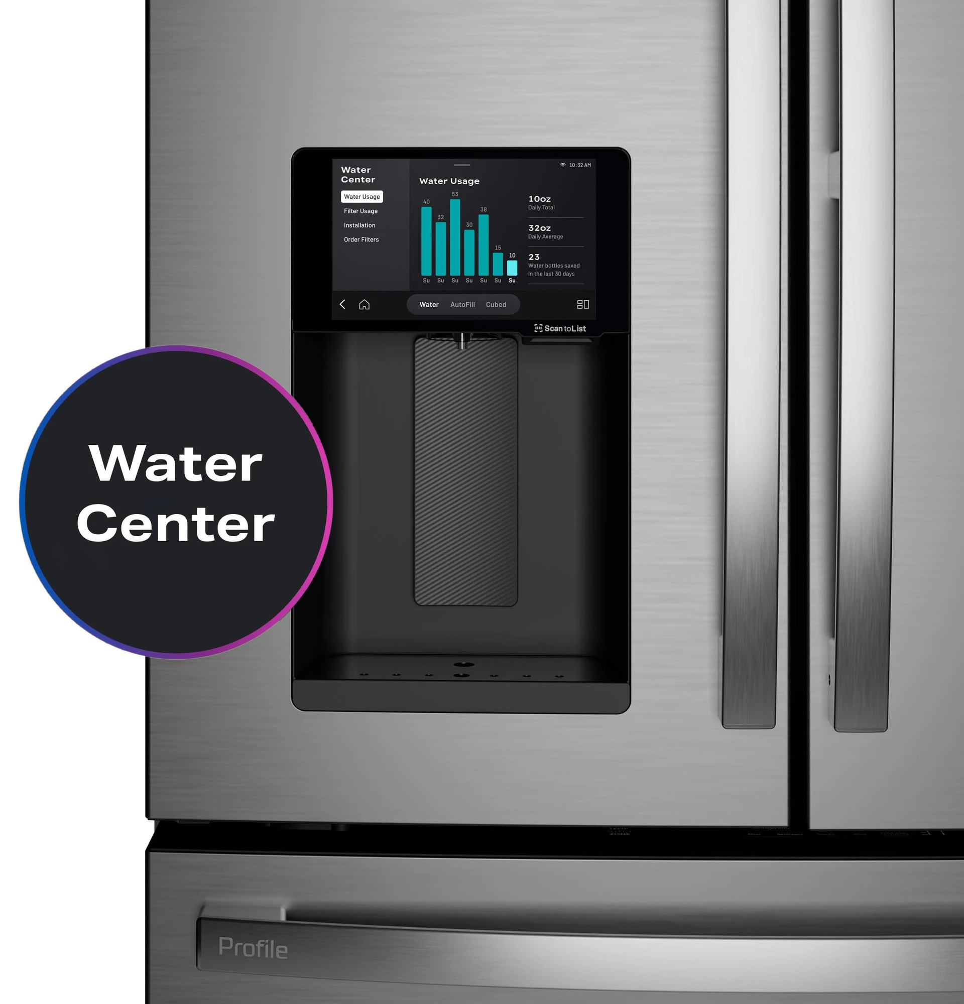 27.9 Cu. Ft. Smart 4-Door French-Door Refrigerator with Kitchen Assistant PVD28HYYFS