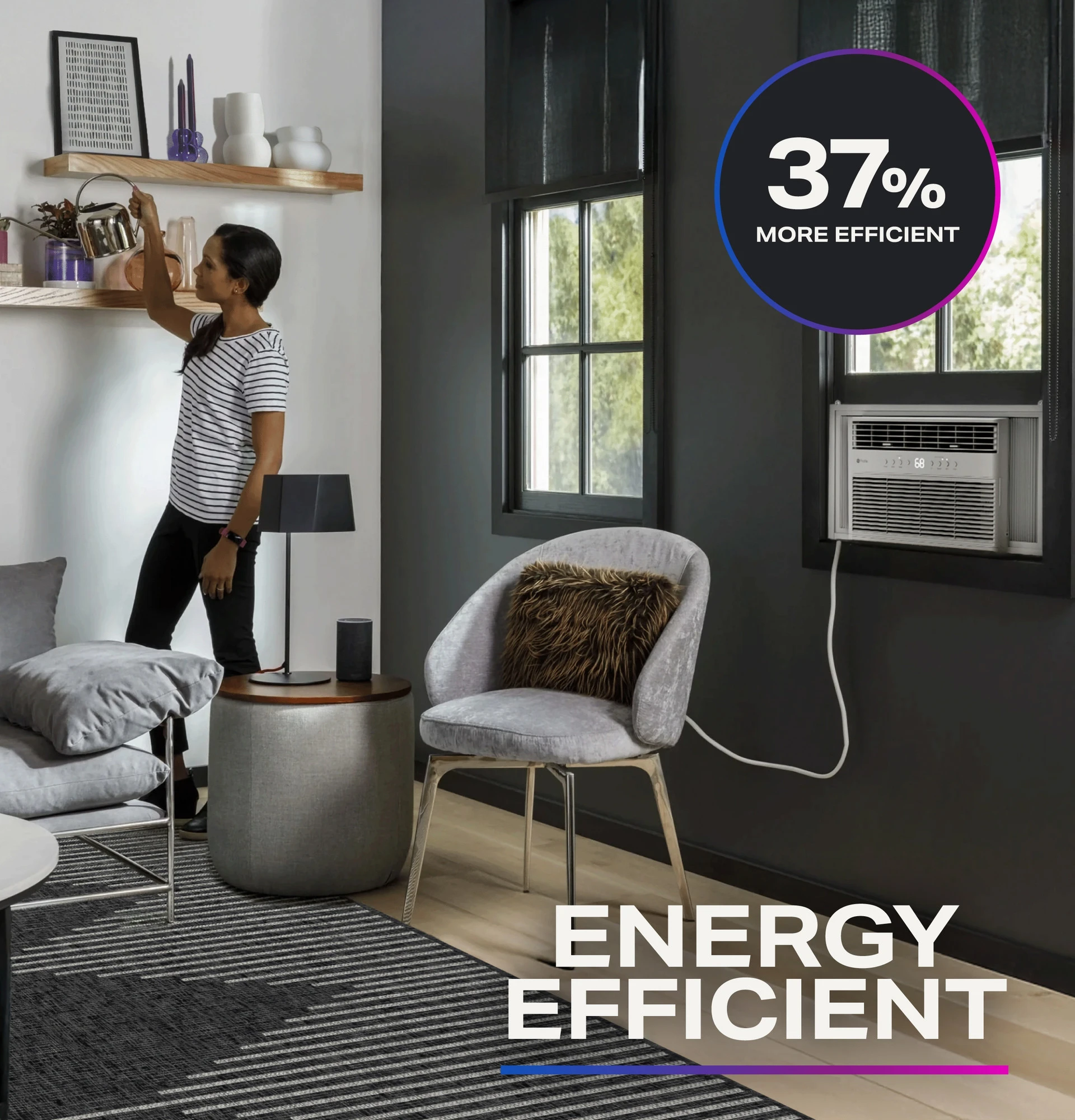 GE Profile™ 10,000 BTU Inverter Smart Ultra Quiet Window Air Conditioner for Medium Rooms up to 450 sq. ft. PWJV10WWF