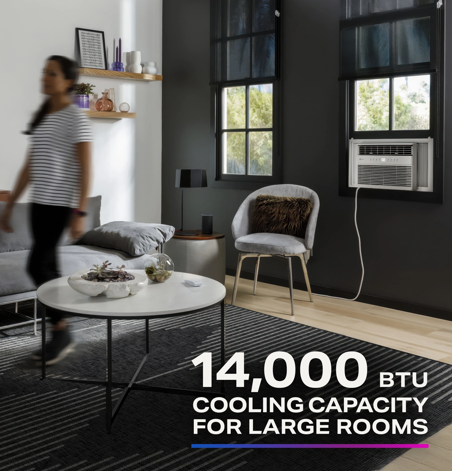 GE Profile™ 14,000 BTU Inverter Smart Ultra Quiet Window Air Conditioner for Medium Rooms up to 700 sq. ft. PWJV14WWF