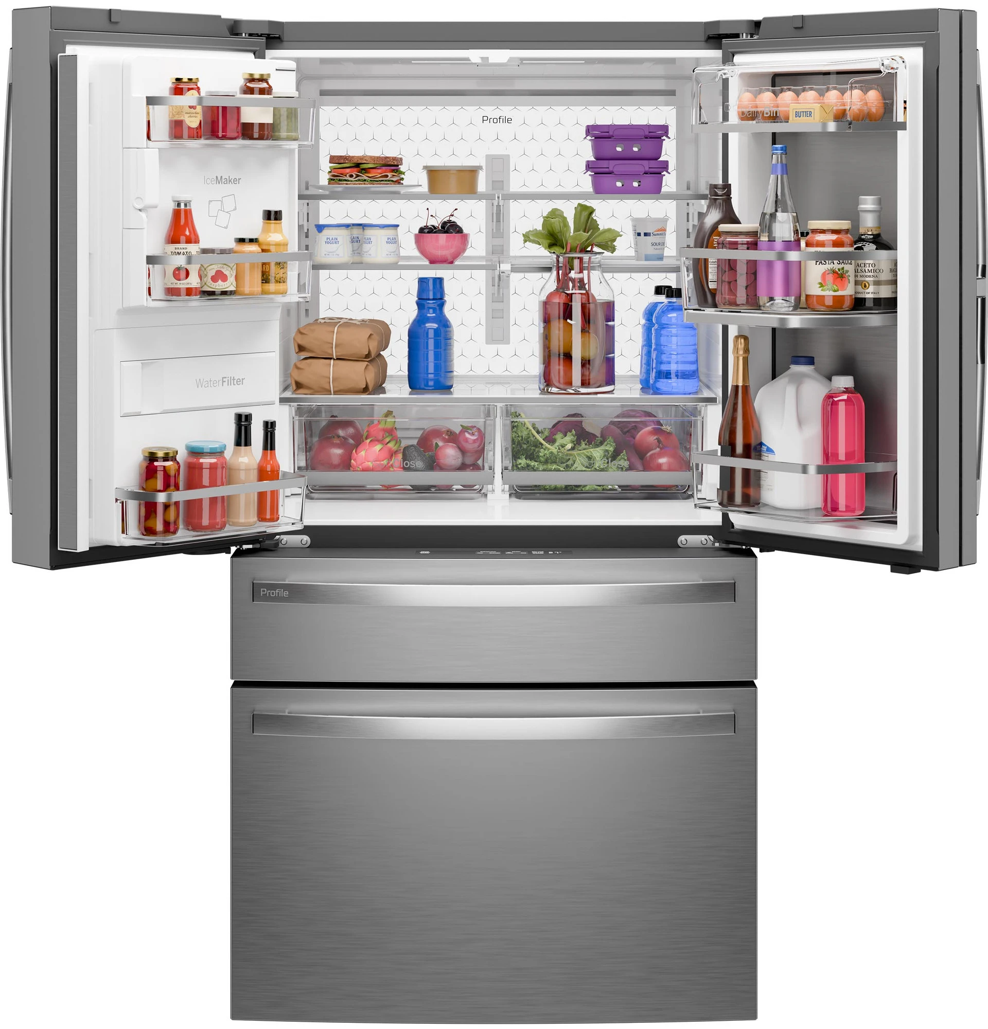 22.4 Cu. Ft. Smart Counter-Depth 4-Door French-Door Refrigerator with Kitchen Assistant PXD22HYYFS