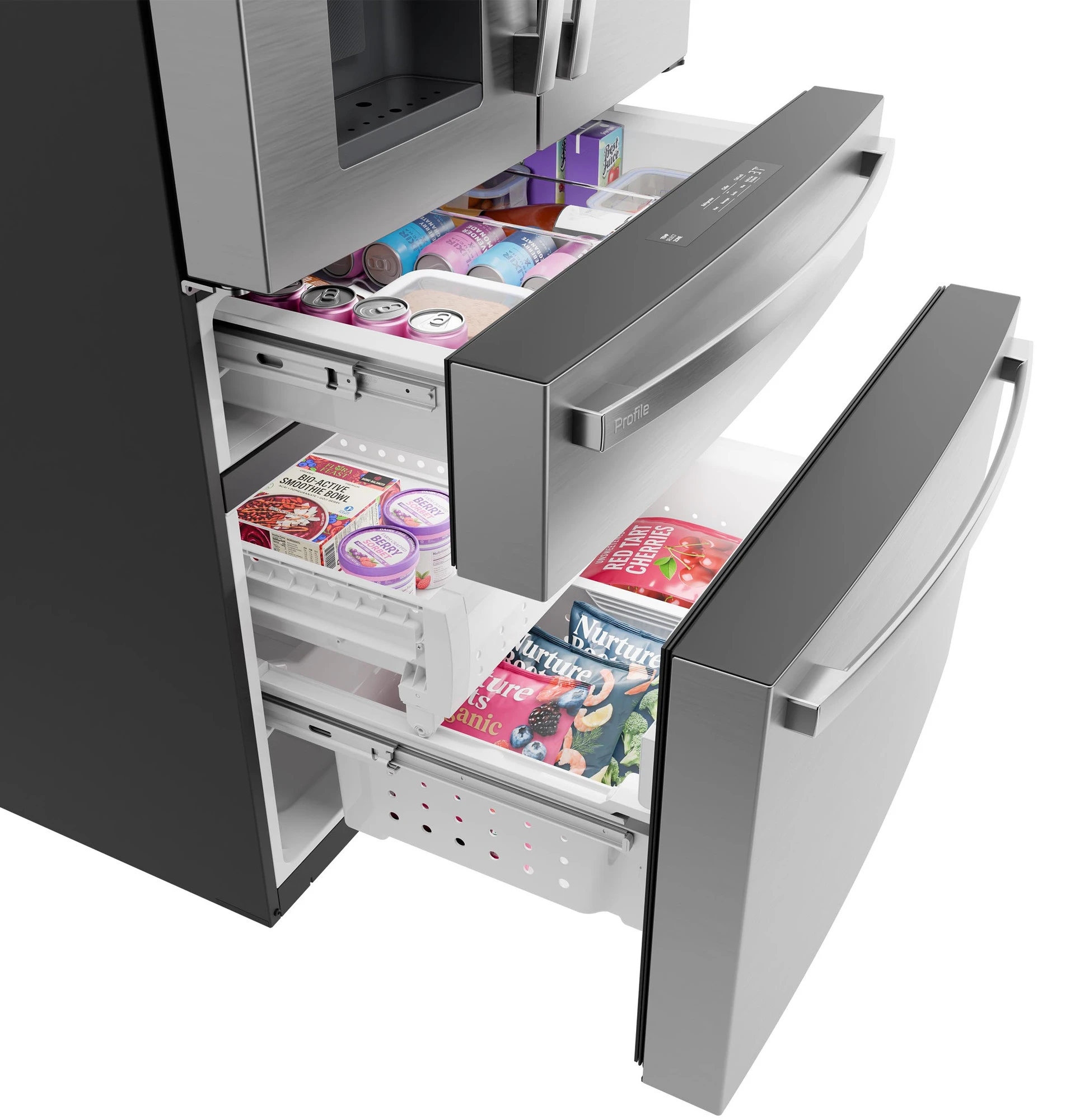 22.4 Cu. Ft. Smart Counter-Depth 4-Door French-Door Refrigerator with Kitchen Assistant PXD22HYYFS