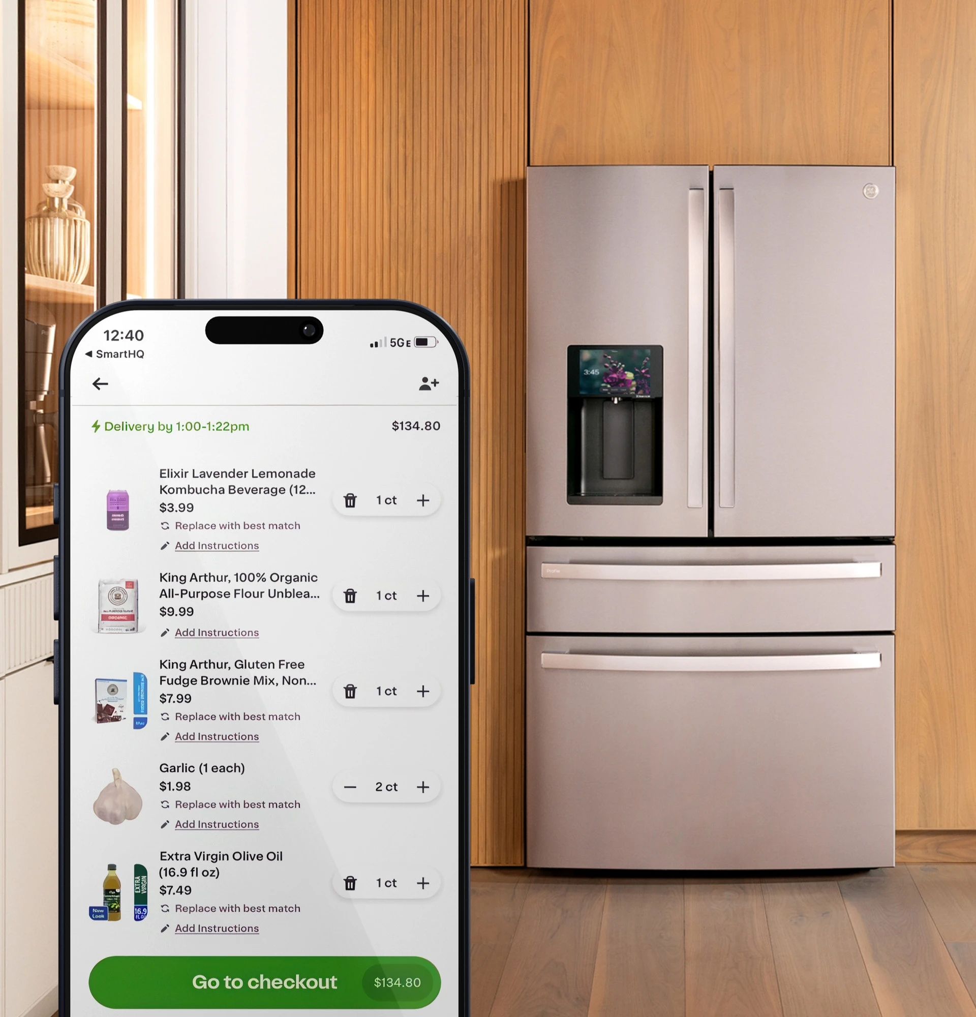 22.4 Cu. Ft. Smart Counter-Depth 4-Door French-Door Refrigerator with Kitchen Assistant PXD22HYYFS