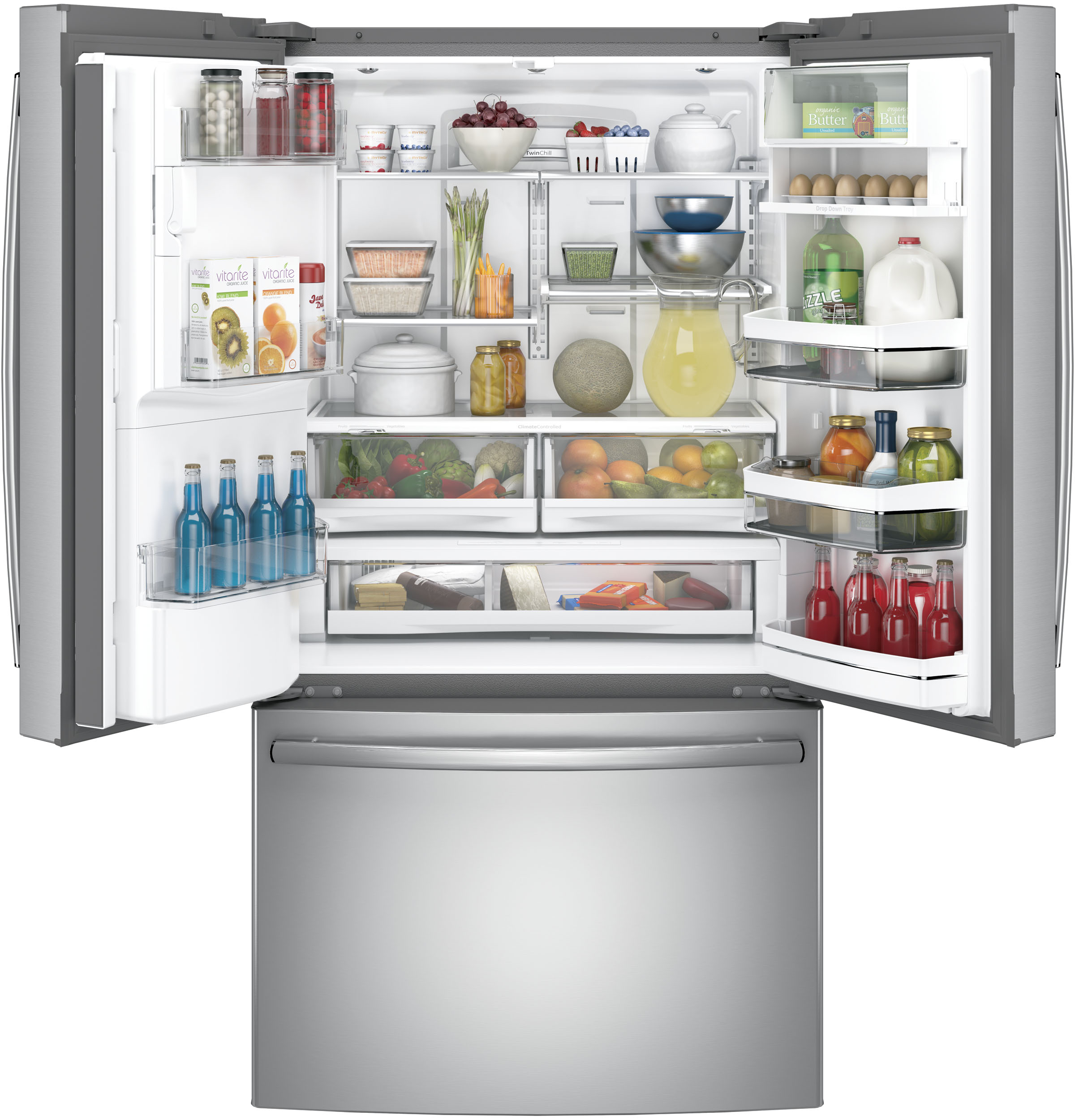 Series 22.1 Cu. Ft. Counter-Depth French-Door Refrigerator with Hands-Free AutoFill PYE22KSKSS