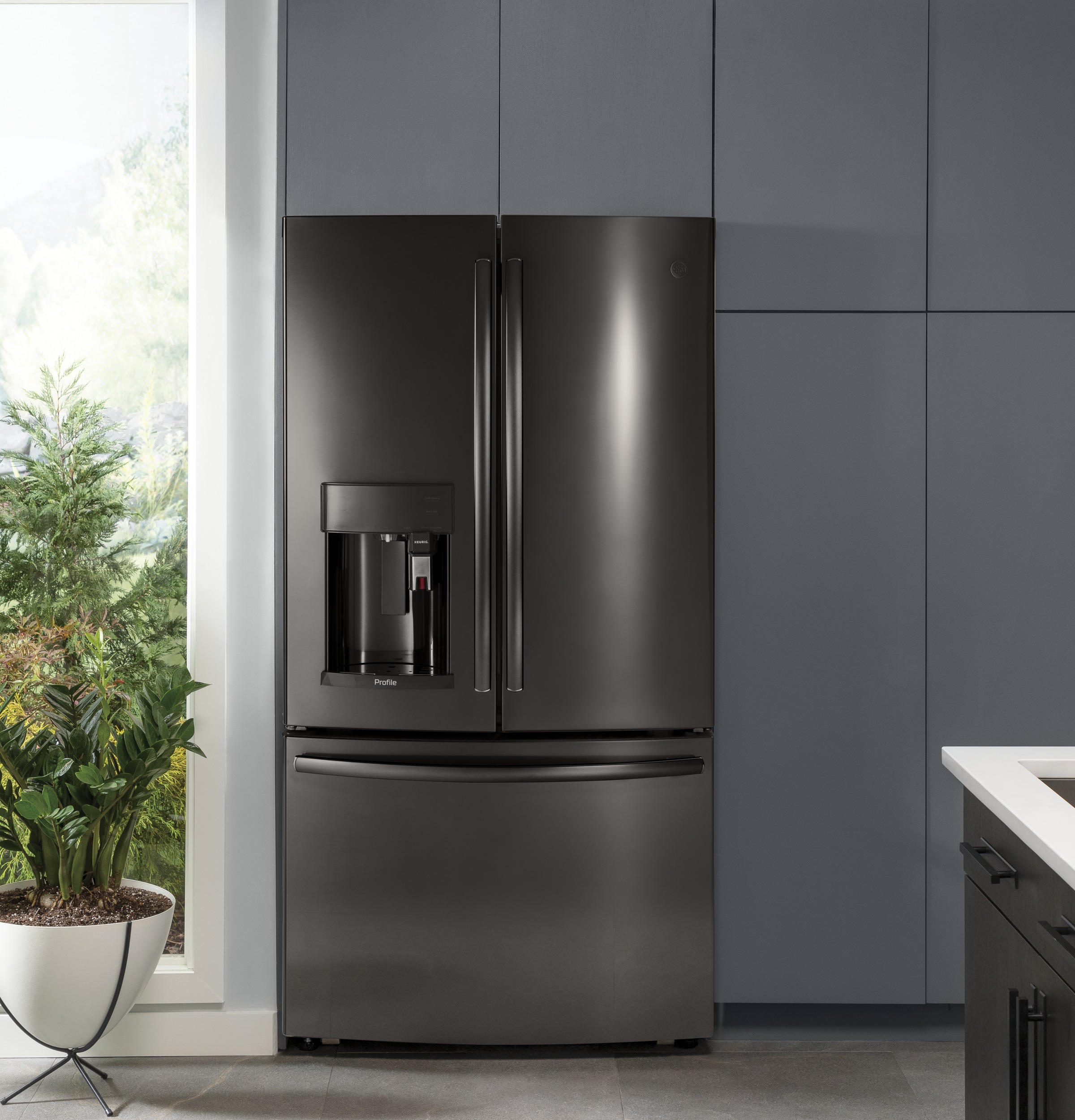 Series 22.2 Cu. Ft. Counter-Depth French-Door Refrigerator with Keurig K-Cup Brewing System PYE22PBLTS