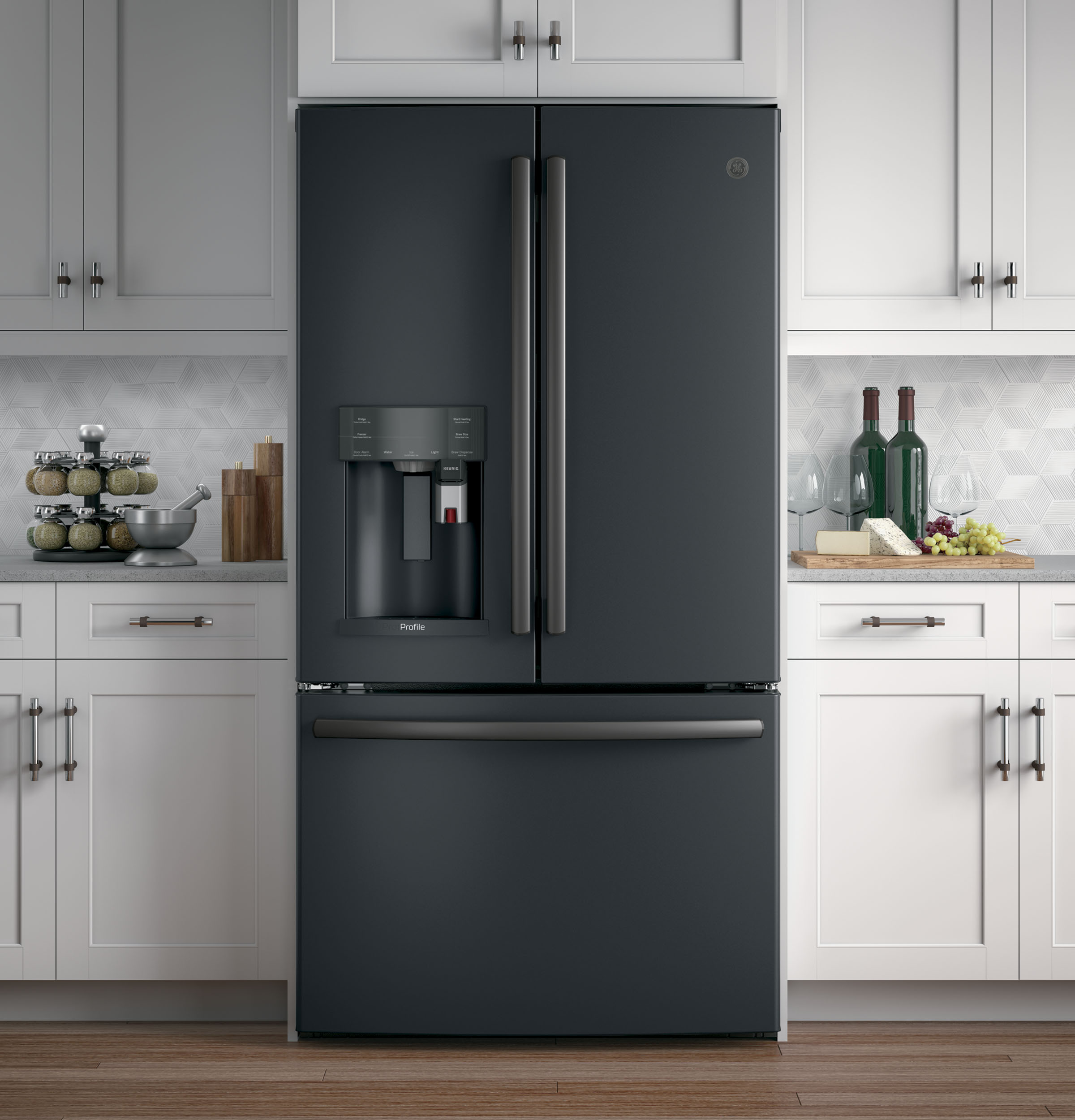 Series 22.2 Cu. Ft. Counter-Depth French-Door Refrigerator with Keurig K-Cup Brewing System PYE22PELDS