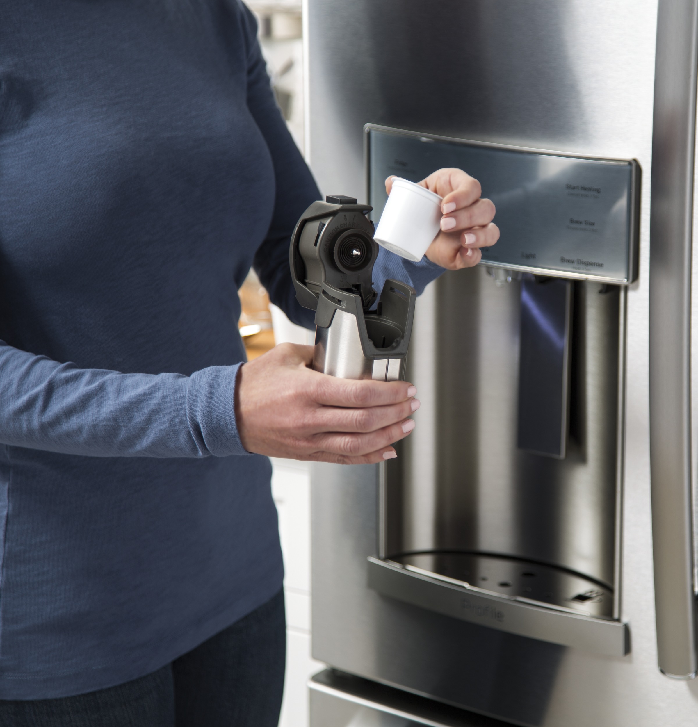 Series 22.2 Cu. Ft. Counter-Depth French-Door Refrigerator with Keurig K-Cup Brewing System PYE22PMKES