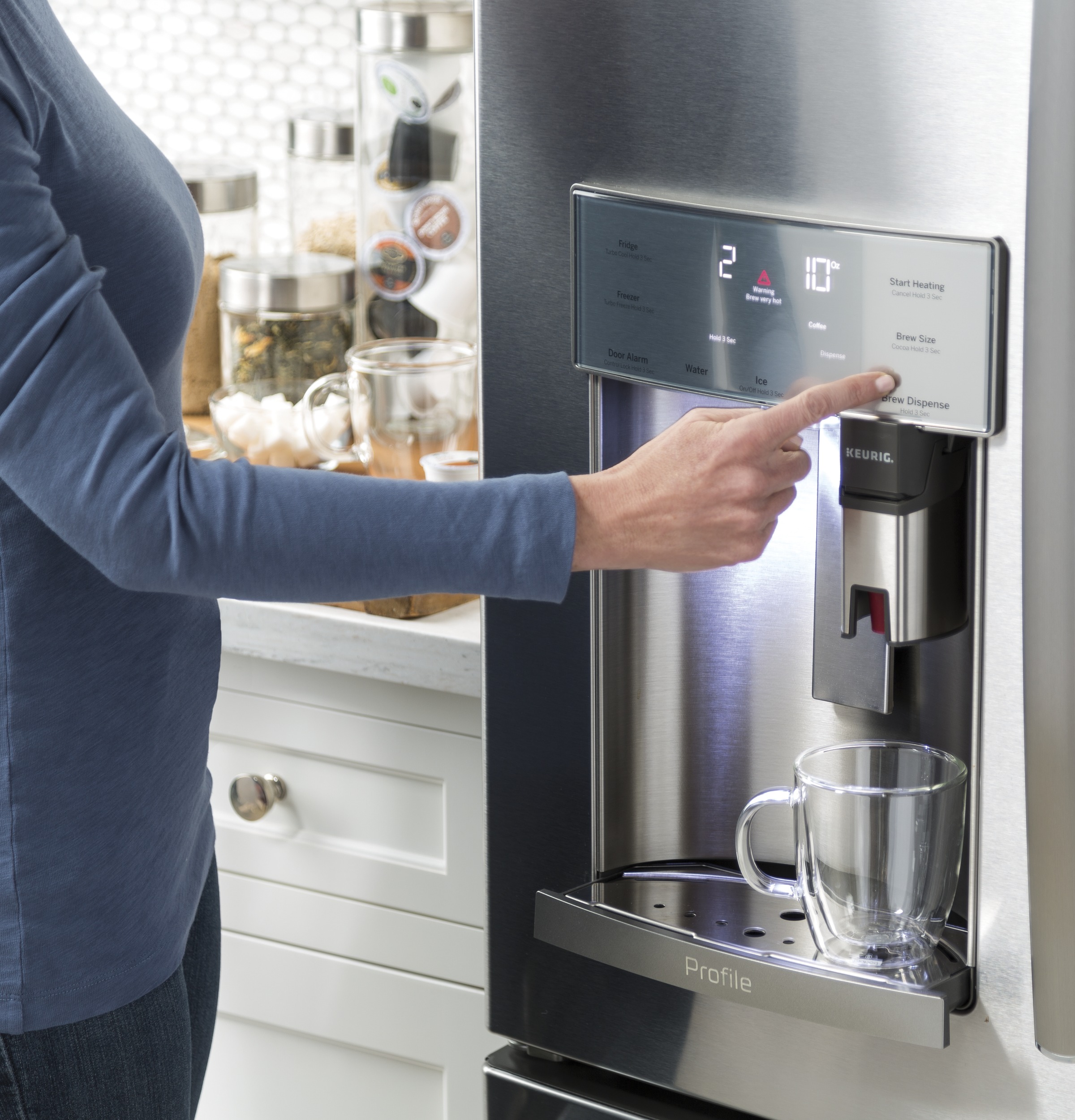 Series 22.2 Cu. Ft. Counter-Depth French-Door Refrigerator with Keurig K-Cup Brewing System PYE22PMKES