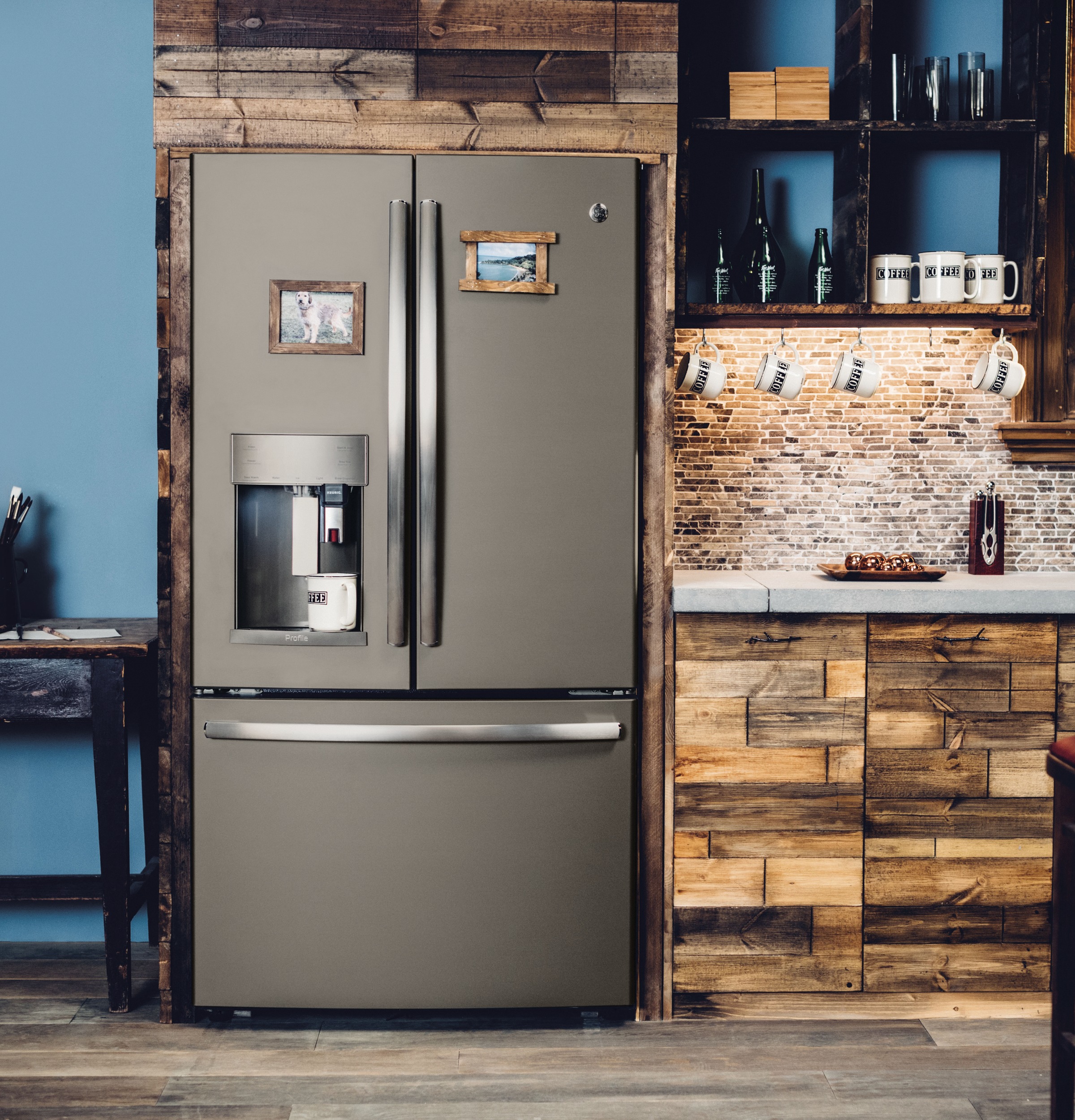 Series 22.2 Cu. Ft. Counter-Depth French-Door Refrigerator with Keurig K-Cup Brewing System PYE22PMKES