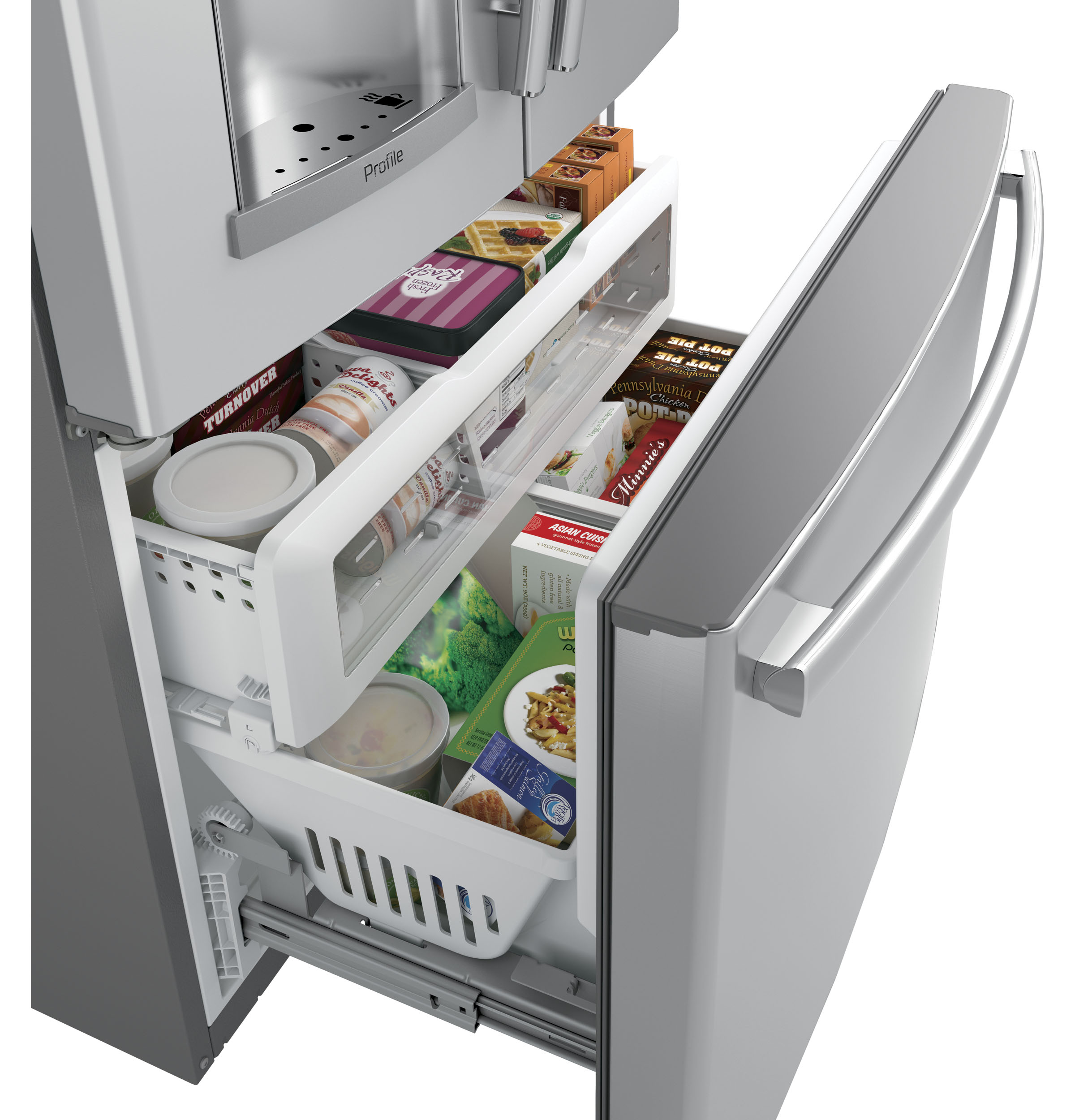 Series 22.1 Cu. Ft. Smart Counter-Depth French-Door Refrigerator with Keurig K-Cup Brewing System PYE22PSKSS