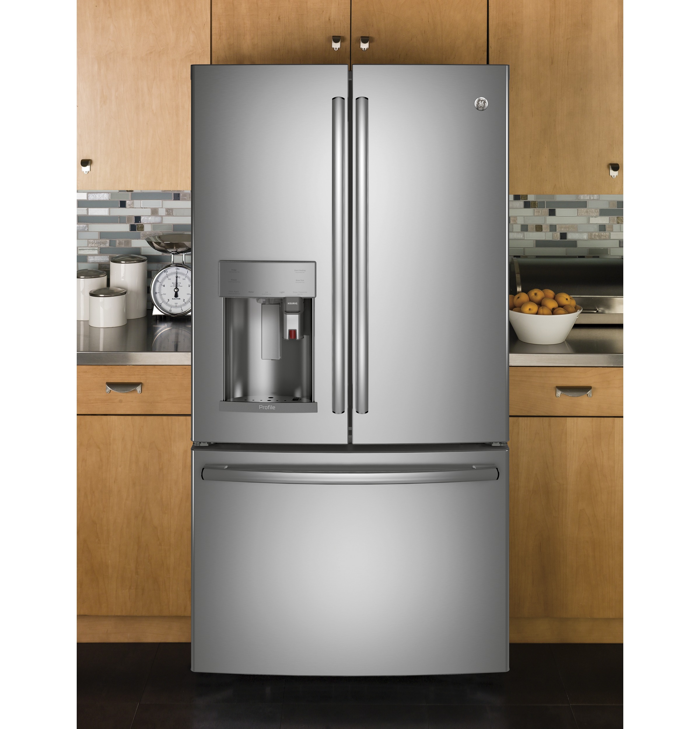 Series 22.1 Cu. Ft. Smart Counter-Depth French-Door Refrigerator with Keurig K-Cup Brewing System PYE22PSKSS