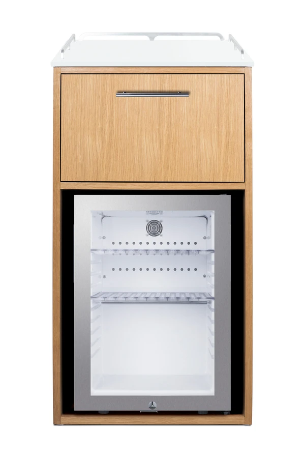 21" Wide Coffee Station With Minibar QCSDR3OAK