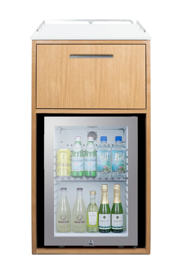 21" Wide Coffee Station With Minibar QCSDR3OAK