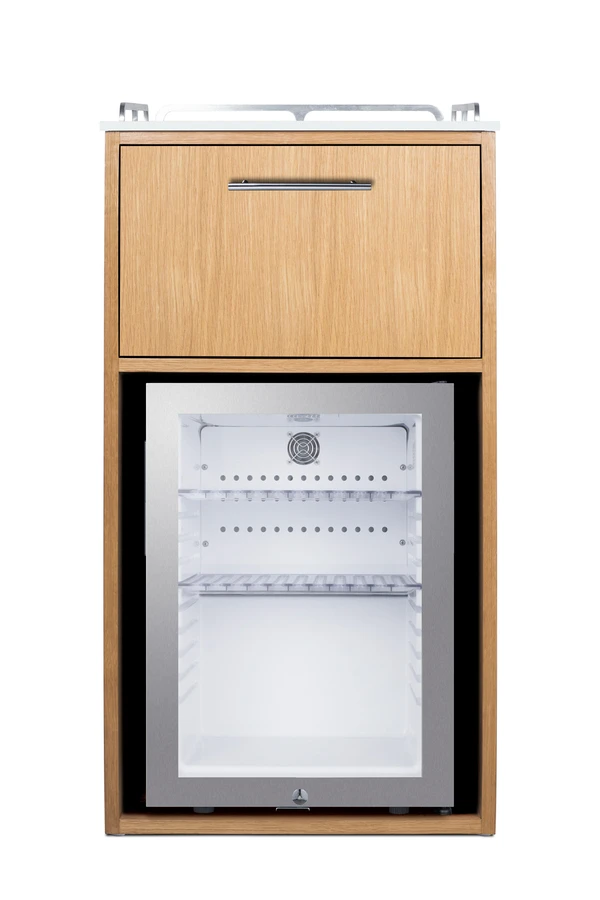 21" Wide Coffee Station With Minibar QCSDR3OAK