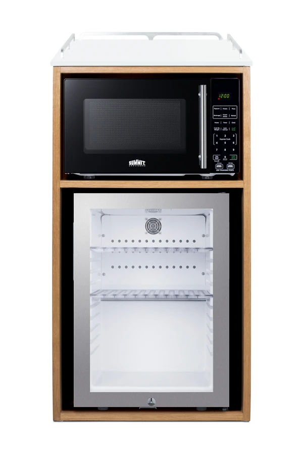 21" Wide Coffee Station With Minibar & Microwave QCSMW1OAK