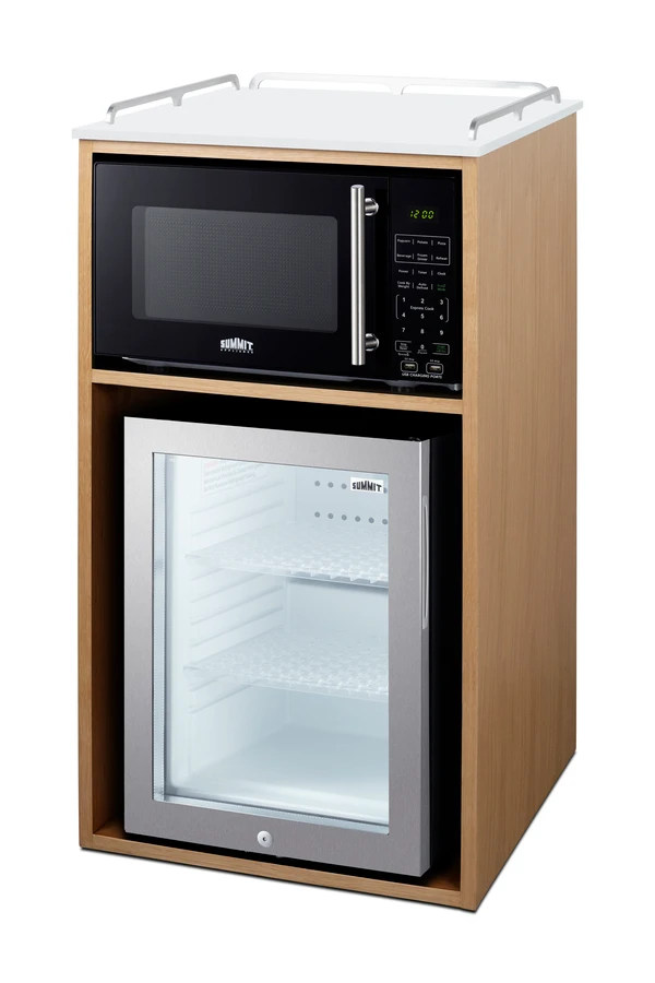 21" Wide Coffee Station With Minibar & Microwave QCSMW1OAK